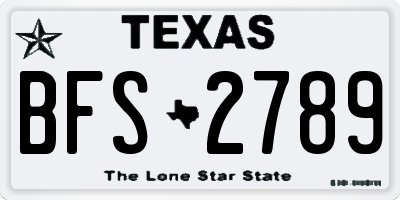 TX license plate BFS2789