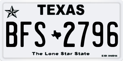 TX license plate BFS2796