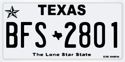 TX license plate BFS2801