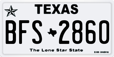 TX license plate BFS2860