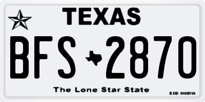 TX license plate BFS2870