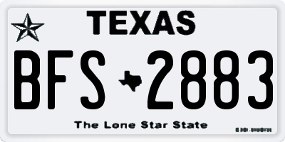 TX license plate BFS2883