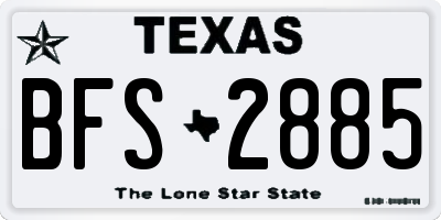 TX license plate BFS2885