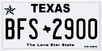 TX license plate BFS2900