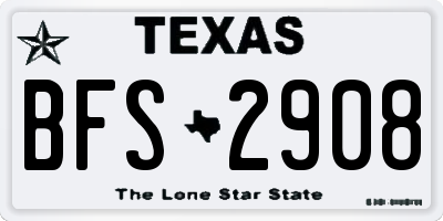 TX license plate BFS2908