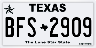 TX license plate BFS2909