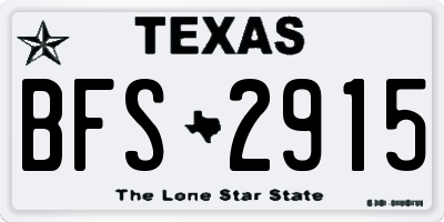 TX license plate BFS2915