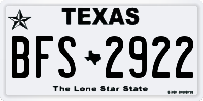 TX license plate BFS2922