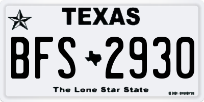 TX license plate BFS2930