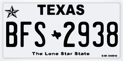 TX license plate BFS2938