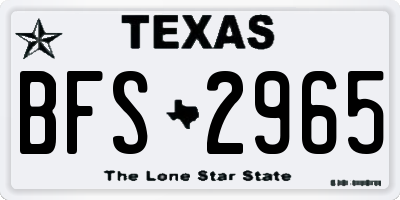 TX license plate BFS2965