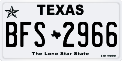 TX license plate BFS2966