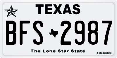 TX license plate BFS2987