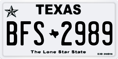 TX license plate BFS2989