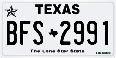 TX license plate BFS2991