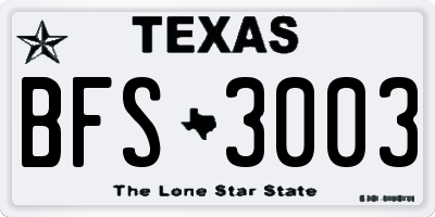 TX license plate BFS3003