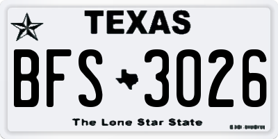 TX license plate BFS3026