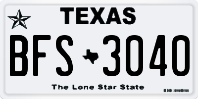 TX license plate BFS3040