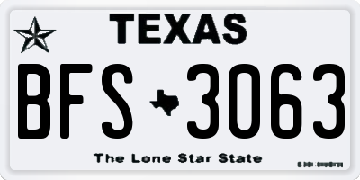 TX license plate BFS3063
