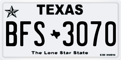 TX license plate BFS3070