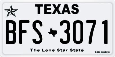 TX license plate BFS3071
