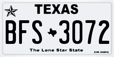 TX license plate BFS3072