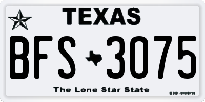 TX license plate BFS3075