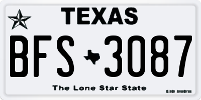 TX license plate BFS3087