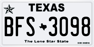 TX license plate BFS3098