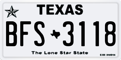 TX license plate BFS3118