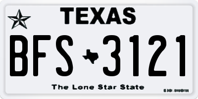 TX license plate BFS3121