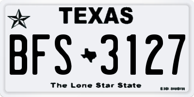 TX license plate BFS3127