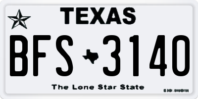 TX license plate BFS3140