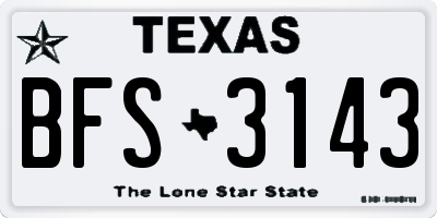 TX license plate BFS3143