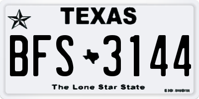 TX license plate BFS3144