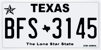 TX license plate BFS3145