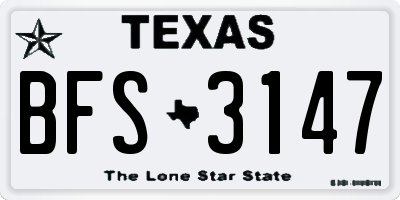 TX license plate BFS3147
