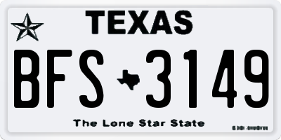 TX license plate BFS3149