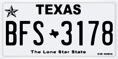 TX license plate BFS3178