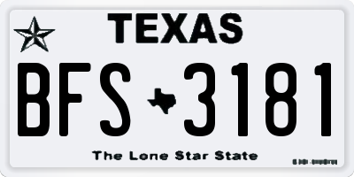 TX license plate BFS3181