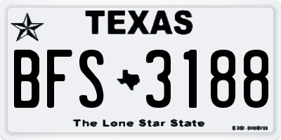 TX license plate BFS3188