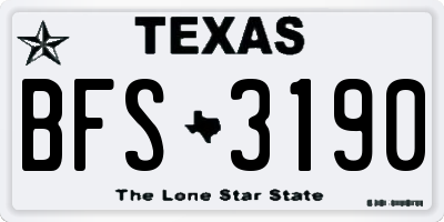 TX license plate BFS3190