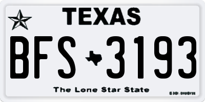 TX license plate BFS3193