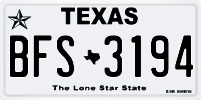 TX license plate BFS3194