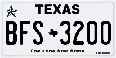 TX license plate BFS3200