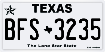 TX license plate BFS3235