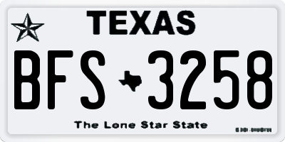 TX license plate BFS3258