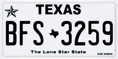 TX license plate BFS3259