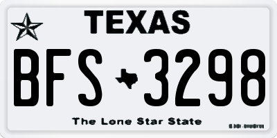 TX license plate BFS3298
