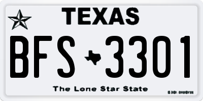 TX license plate BFS3301